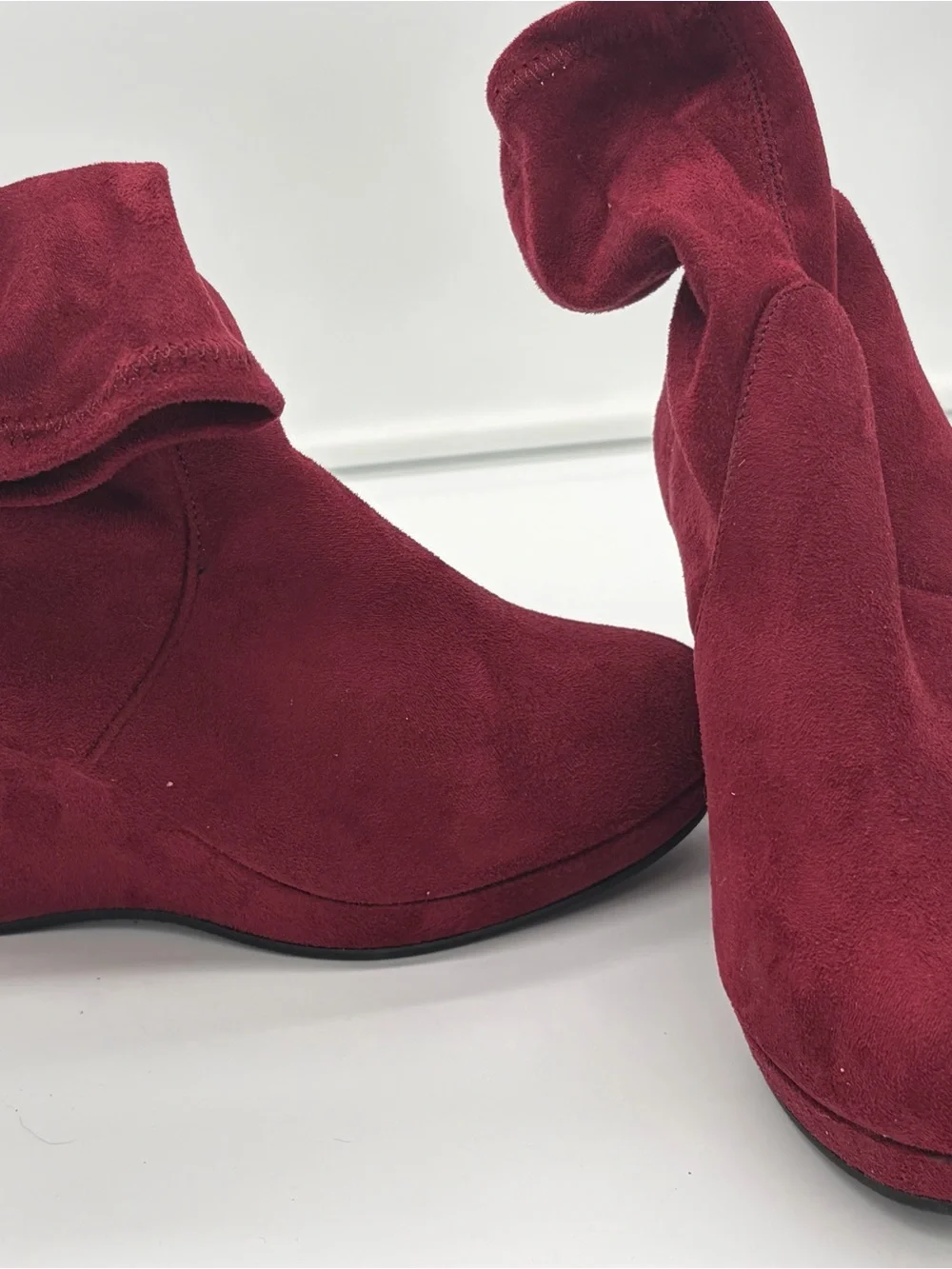 Women's Burgundy Suede Ankle Boots - Stylish Comfort